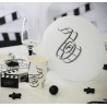 Ballons cinéma blanc noir 23 cm les 8