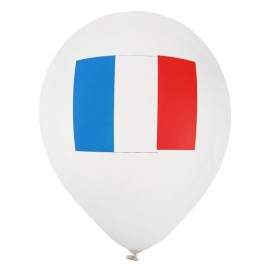 Ballons blancs drapeau Français 23 cm les 8