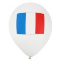 Ballons blancs drapeau Français 23 cm les 8