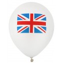 Ballons blancs drapeau Anglais Union Jack 23 cm les 8