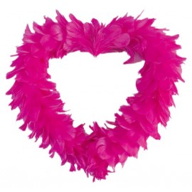 Coeur Fuchsia en Plumes 38 cm