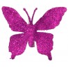 Papillons Fuchsia pailleté sur pince les 4