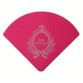 Eventail Just married fuchsia carte mariage 23 cm les 6