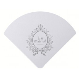 6 Eventails Just Married Blancs Cartes Mariage 23 cm