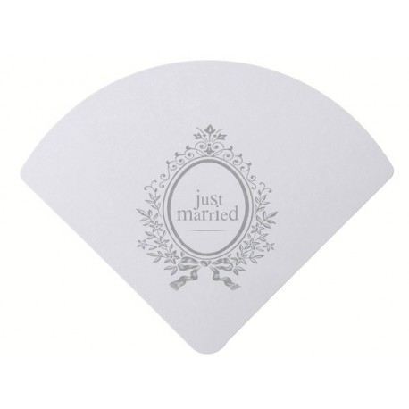 Eventail Just Married Blanc carte mariage 23 cm les 6