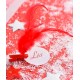 Plumes rouges avec perle sur pince en bois les 6