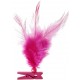 Plumes fuchsia avec perle sur pince en bois les 6