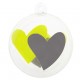 Boule transparente coeur vert anis coeur gris 5 cm les 4
