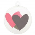 Boules transparentes coeur rose coeur gris 5 cm les 4