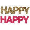 Confettis Happy fuchsia et or pailleté 9 cm les 6