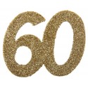 Confettis anniversaire 60 ans or pailleté les 6