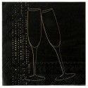 Serviettes de table champagne or papier noir x20