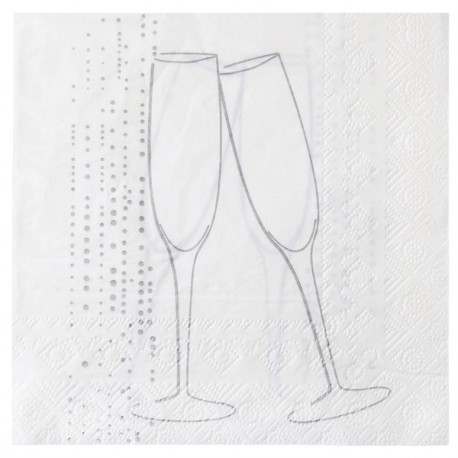 Serviette de table champagne argent papier blanc x20