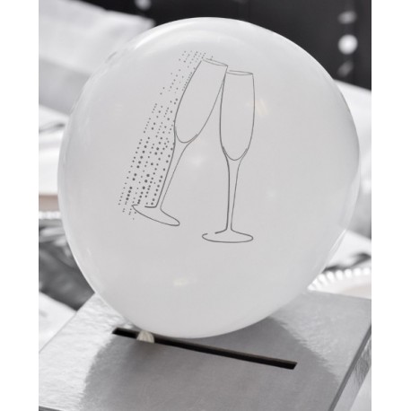 ballons champagne blanc argent 23 cm les 8