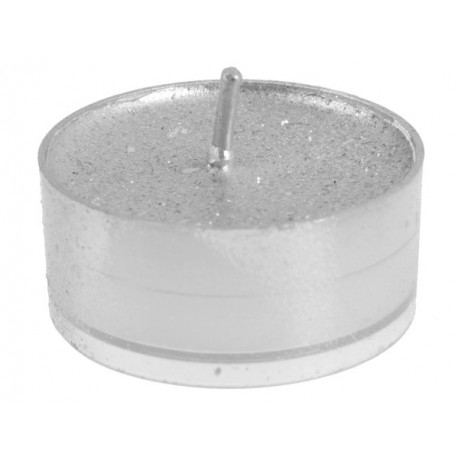 Bougies chauffe plat argent pailleté 3.5 cm les 40