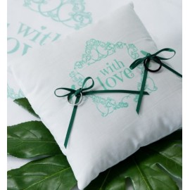 Coussin alliances Vintage blanc vert carré en coton