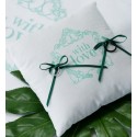 Coussin alliances Vintage blanc vert carré en coton