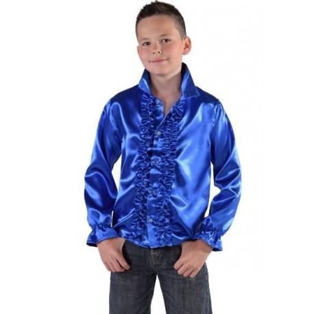 Déguisement chemise disco bleu cobalt enfant