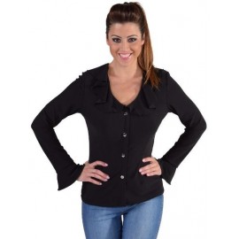 Blouse noire volantée femme deluxe