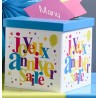 Tirelire Joyeux Anniversaire Festif blanche 20 cm