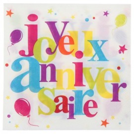 Serviettes de table joyeux anniversaire festif papier les 20