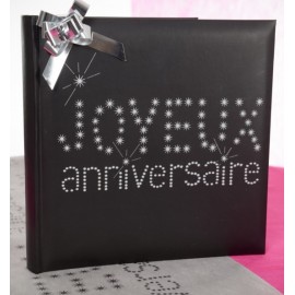 Livre d'or Joyeux Anniversaire Noir Chic Pailleté Blanc