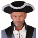 Chapeau tricorne noir argent adulte luxe