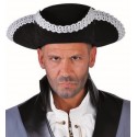 Chapeau tricorne noir galon argent adulte luxe