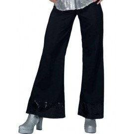 Déguisement pantalon disco noir femme à sequin