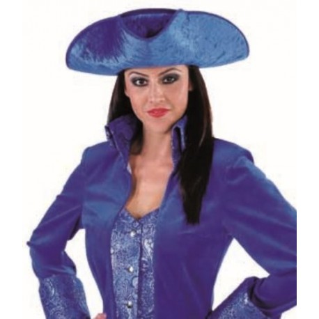 Chapeau tricorne bleu cobalt adulte luxe