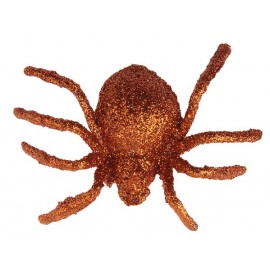 Araignée pailletée orange 6.5 cm les 6