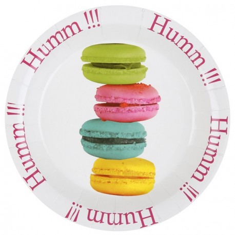 Assiette Macarons carton blanc les 10