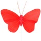 Papillon plume rouge sur tige les 6