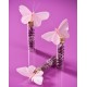 Papillon plume rose sur tige les 6