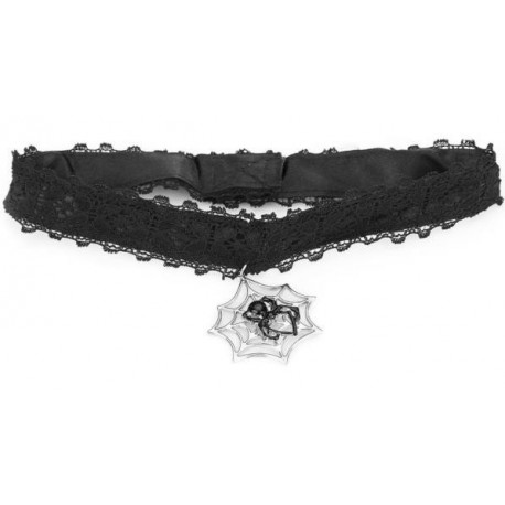 Collier toile d'araignée avec tour de cou dentelle noire femme