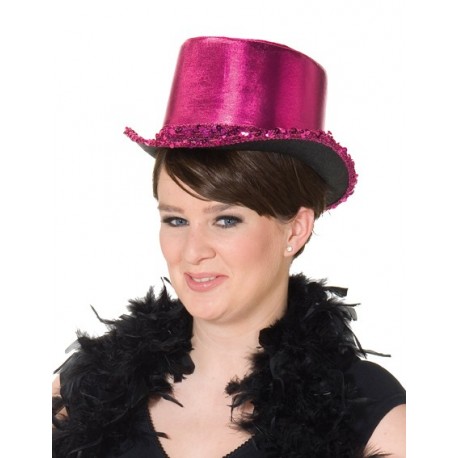 Chapeau haut de forme fuchsia femme luxe 