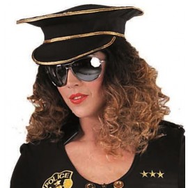 Casquette policier noire adulte luxe