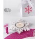 Bougeoir flocon de neige blanc pailleté 10.7 cm