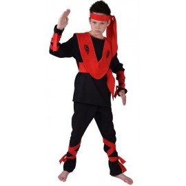 Déguisement ninja garçon luxe noir rouge