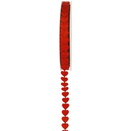 Ruban coeur rouge forme coeur satin 5 M