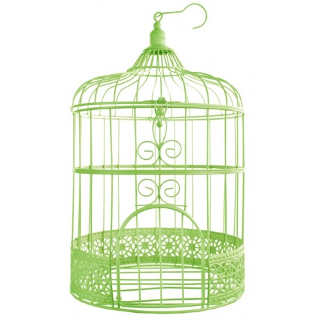 Tirelire cage à oiseaux verte 31 cm