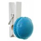 Macaron turquoise sur mini pince en bois les 4