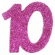 Confettis anniversaire 10 ans fuchsia pailleté les 6