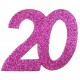 Confettis anniversaire 20 ans fuchsia pailleté les 6