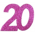 Confettis anniversaire 20 ans fuchsia pailleté les 6