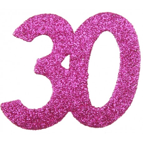 Confettis anniversaire 30 ans fuchsia pailleté les 6