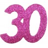 Confettis anniversaire 30 ans fuchsia pailleté les 6