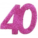 Confettis anniversaire 40 ans fuchsia pailleté les 6