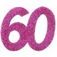 Confettis anniversaire 60 ans fuchsia pailleté les 6