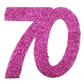 Confettis anniversaire 70 ans fuchsia pailleté les 6